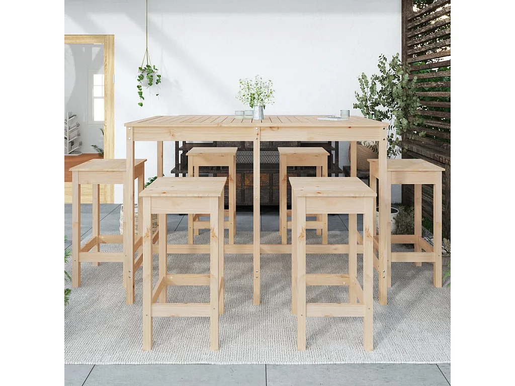 Hrolf  Ensemble de bar de jardin 7 pcs Bois de pin massif