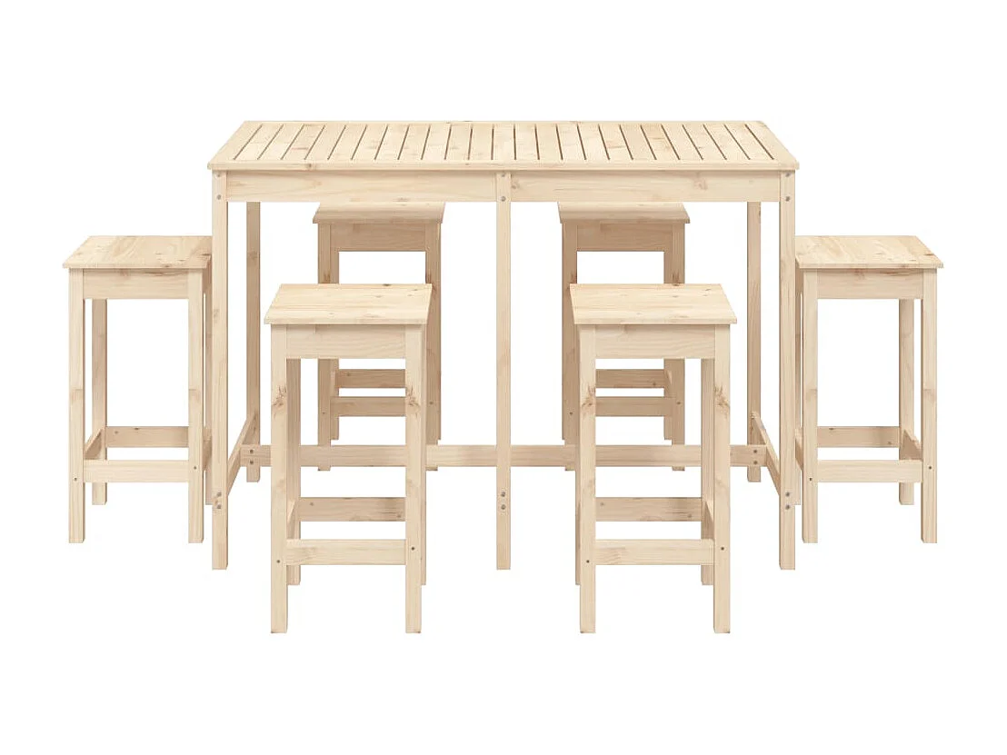 Hrolf  Ensemble de bar de jardin 7 pcs Bois de pin massif