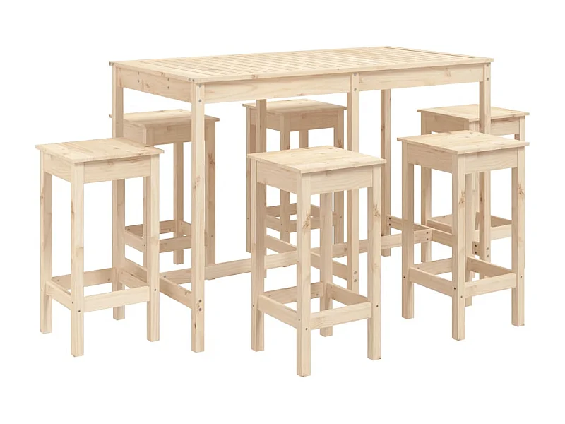 Hrolf  Ensemble de bar de jardin 7 pcs Bois de pin massif