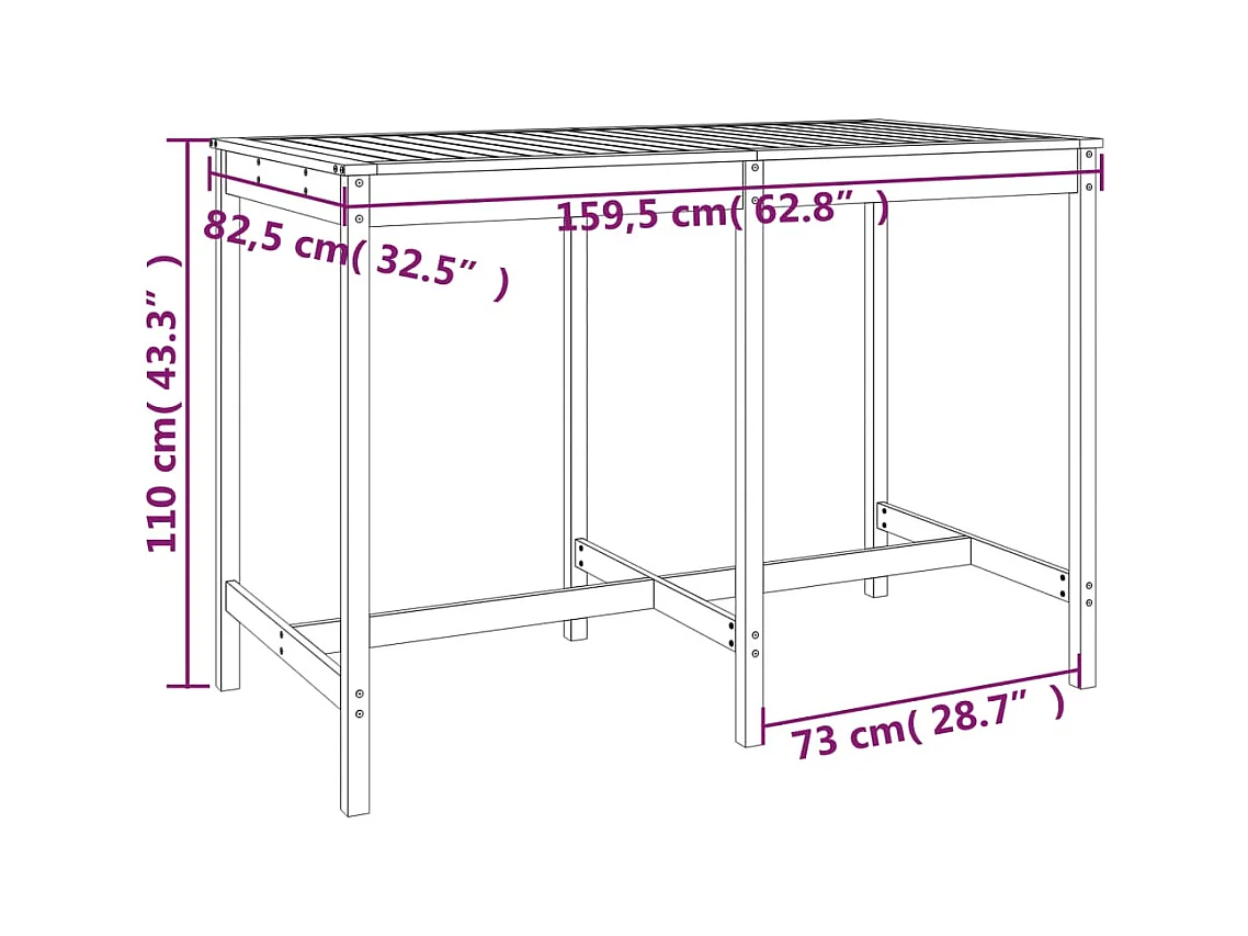 Hakim  Ensemble de bar de jardin 7 pcs bois massif douglas
