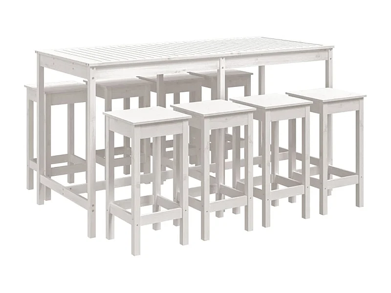 Gonca  9-delige Tuinbarset massief grenenhout wit