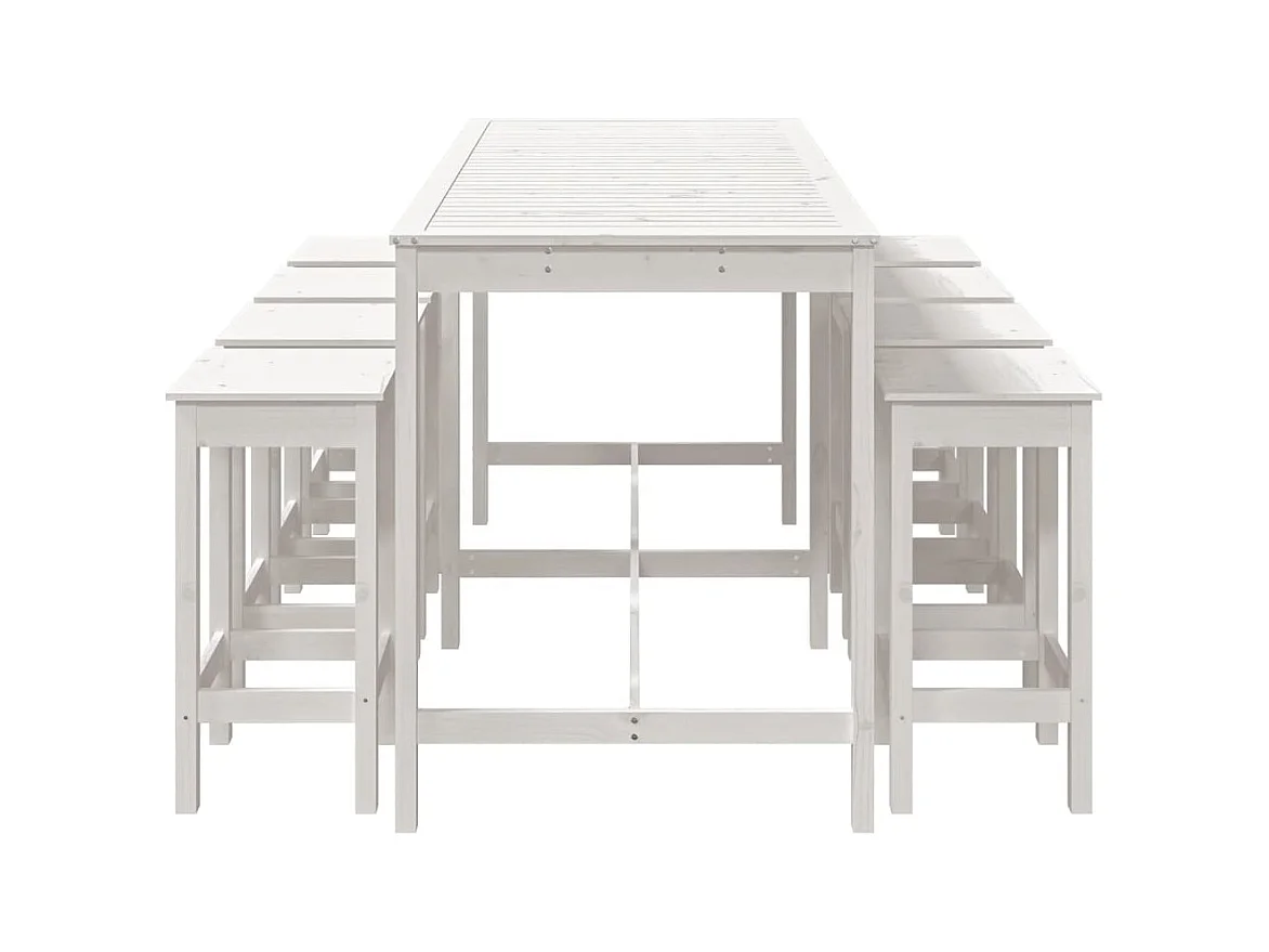 Gonca  Ensemble de bar de jardin 9 pcs blanc bois de pin massif