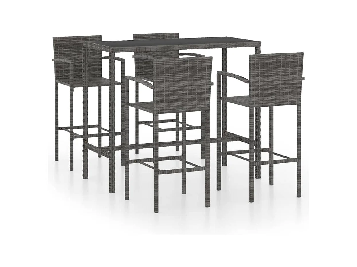 Renzo Giuseppe  Ensemble de bar de jardin 5 pcs Résine tressée Gris