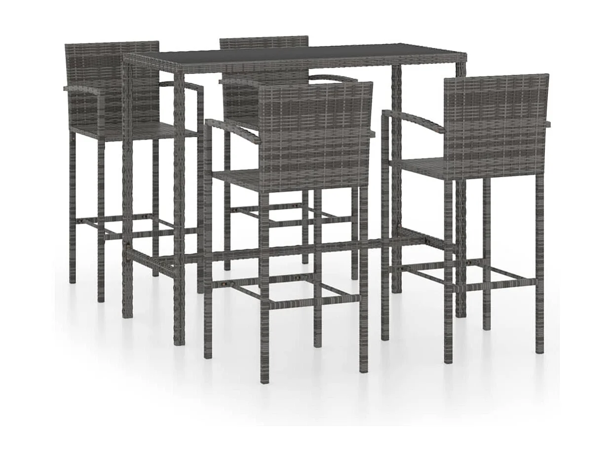 Renzo Giuseppe  Ensemble de bar de jardin 5 pcs Résine tressée Gris