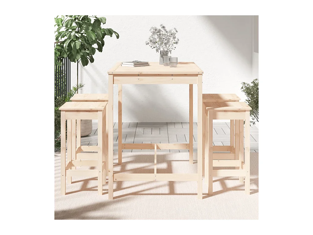 Ygin  Ensemble de bar de jardin 5 pcs bois de pin massif