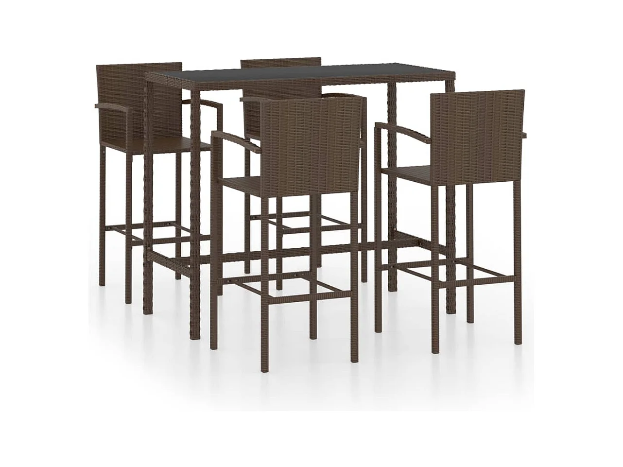 Renzo Giuseppe  5-delige Tuinbarset poly rattan bruin