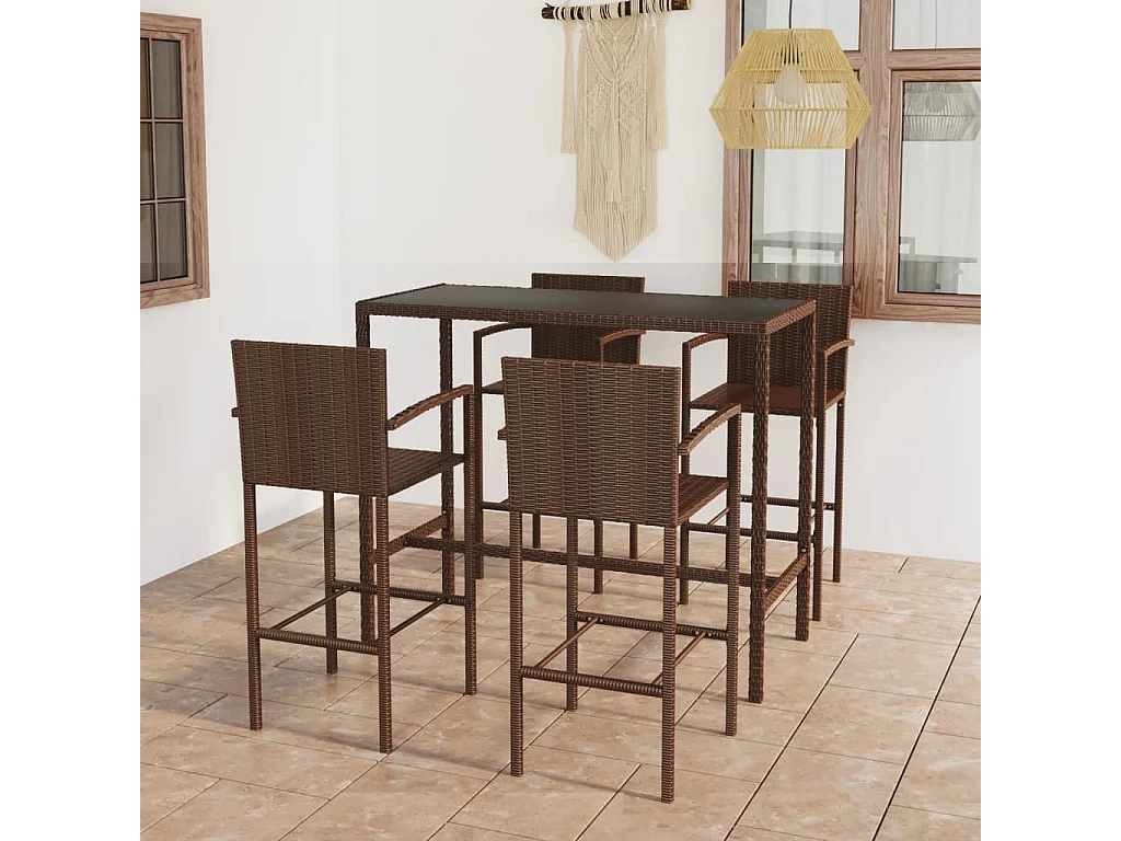 Renzo Giuseppe  Ensemble de bar de jardin 5 pcs Résine tressée Marron
