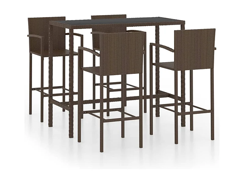 Renzo Giuseppe  Ensemble de bar de jardin 5 pcs Résine tressée Marron