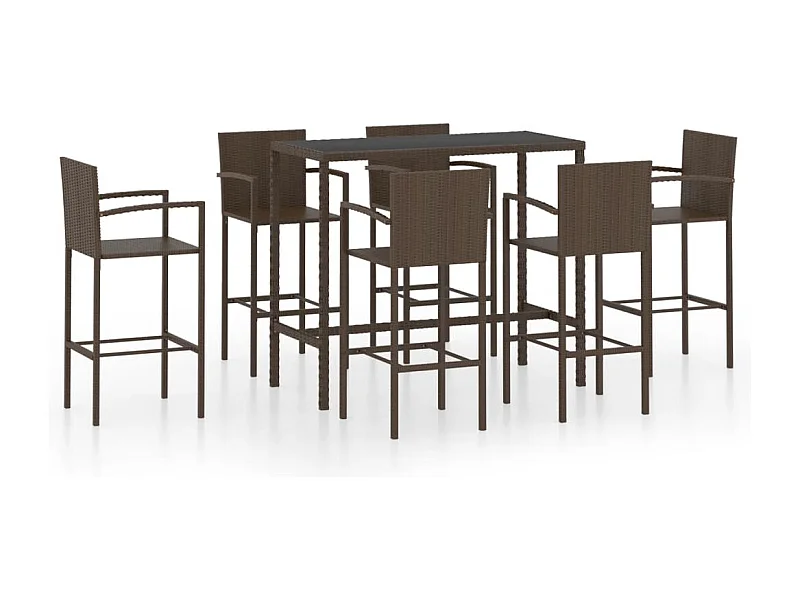 Renzo Giuseppe  Ensemble de bar de jardin 7 pcs Résine tressée Marron