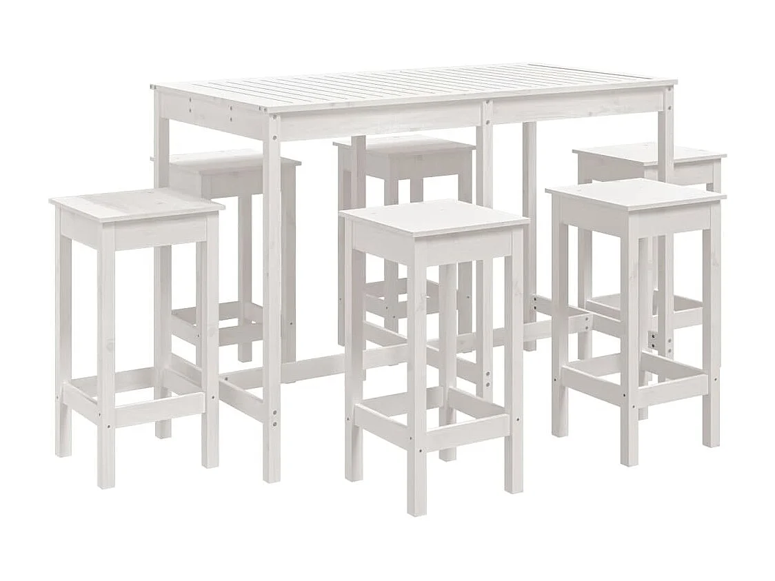 Hrolf  Ensemble de bar de jardin 7 pcs blanc bois de pin massif