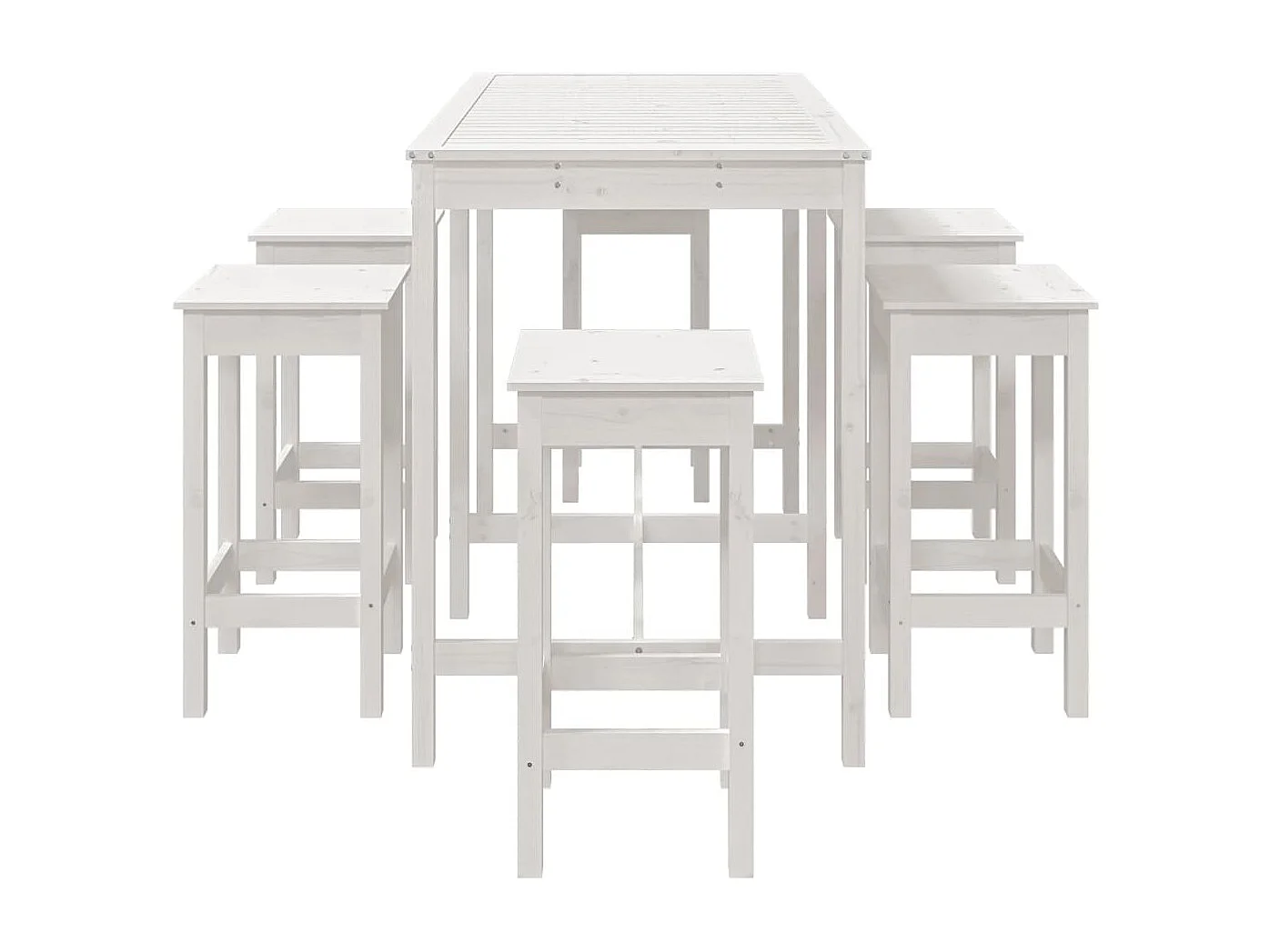 Hrolf  Ensemble de bar de jardin 7 pcs blanc bois de pin massif