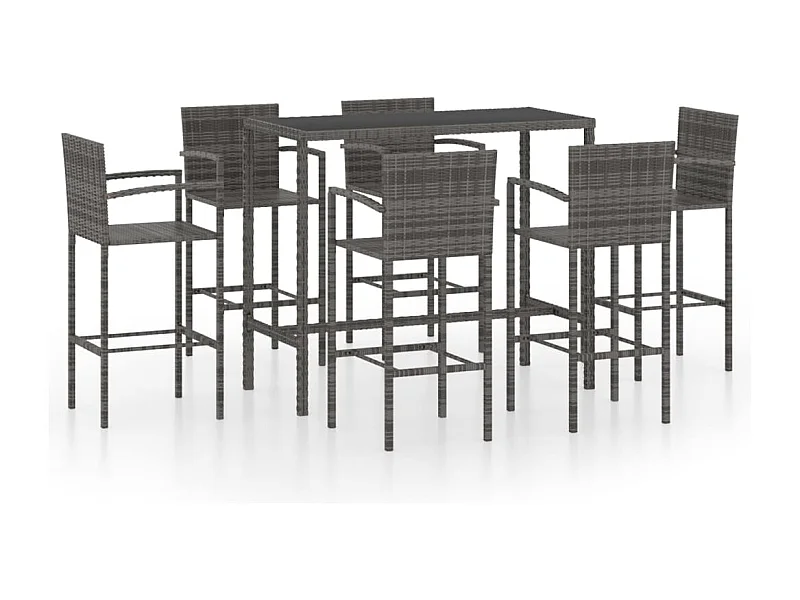 Renzo Giuseppe  Ensemble de bar de jardin 7 pcs Résine tressée Gris