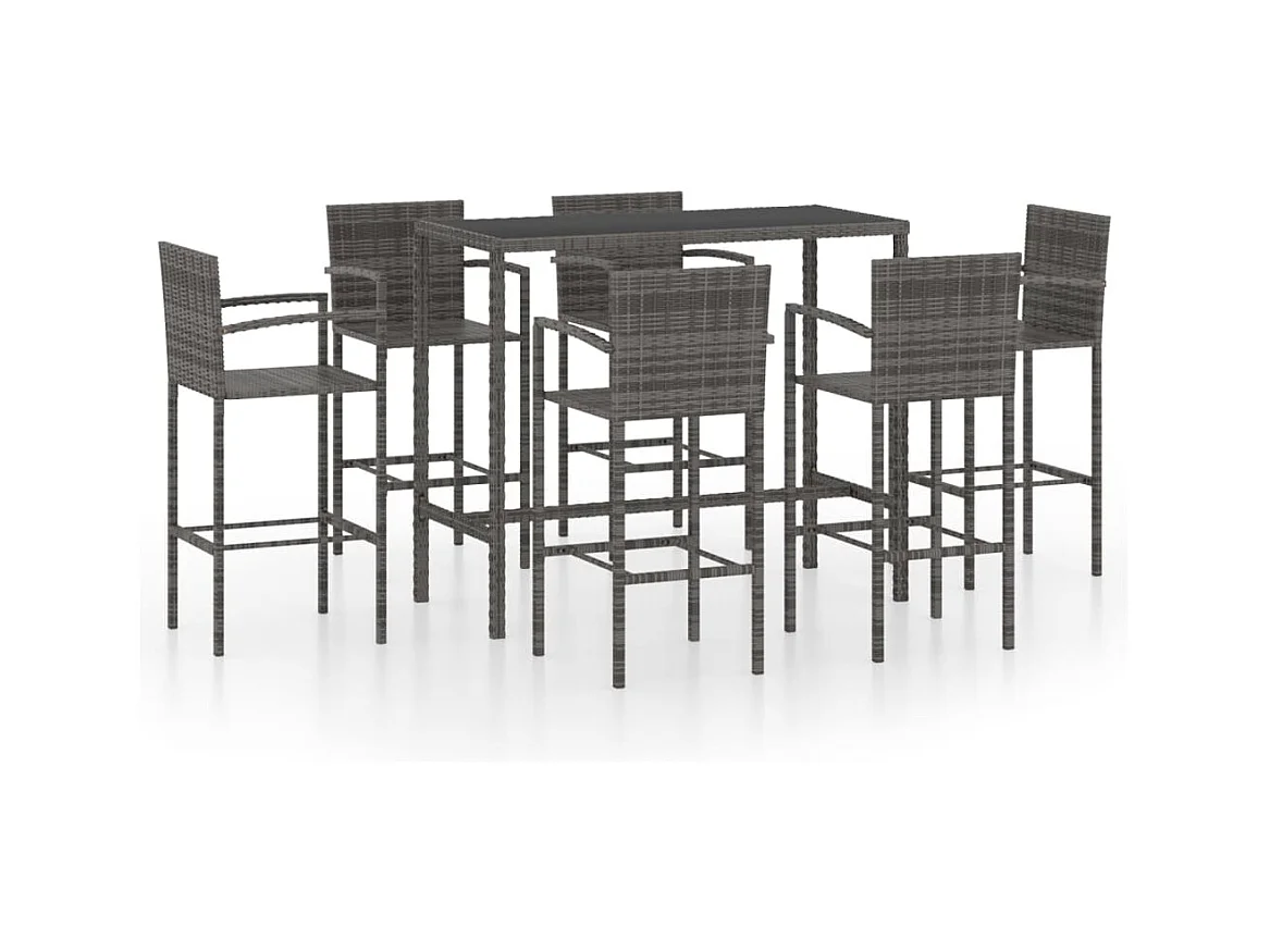Renzo Giuseppe  Ensemble de bar de jardin 7 pcs Résine tressée Gris