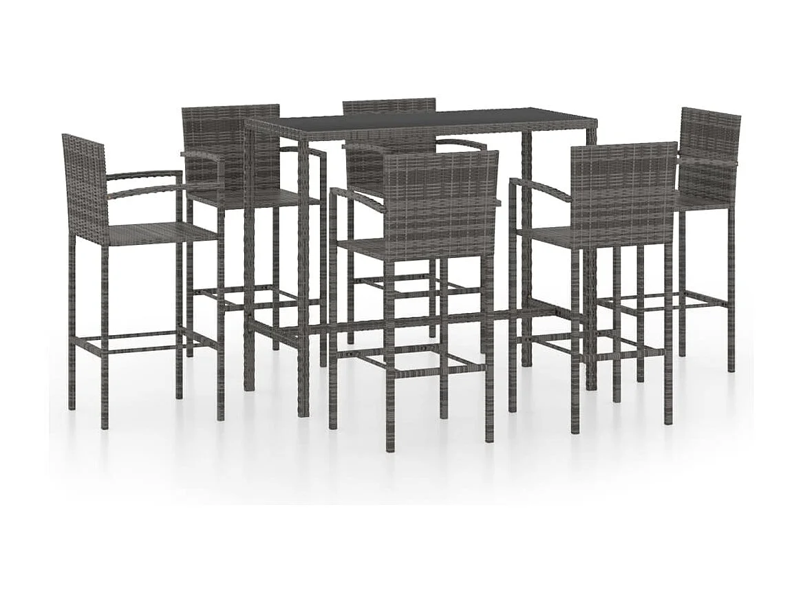 Renzo Giuseppe  Ensemble de bar de jardin 7 pcs Résine tressée Gris
