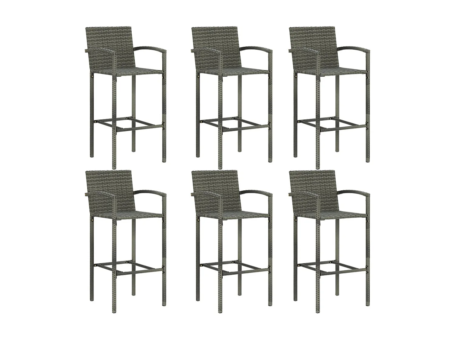 Renzo Giuseppe  Ensemble de bar de jardin 7 pcs Résine tressée Gris