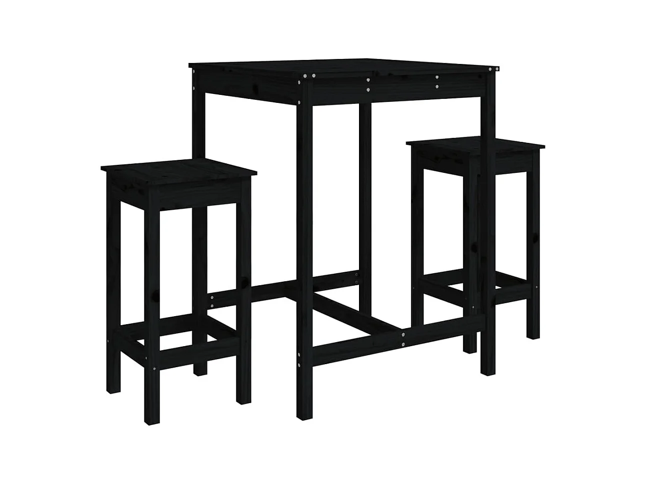 Nysha  Ensemble de bar de jardin 3 pcs noir bois de pin massif