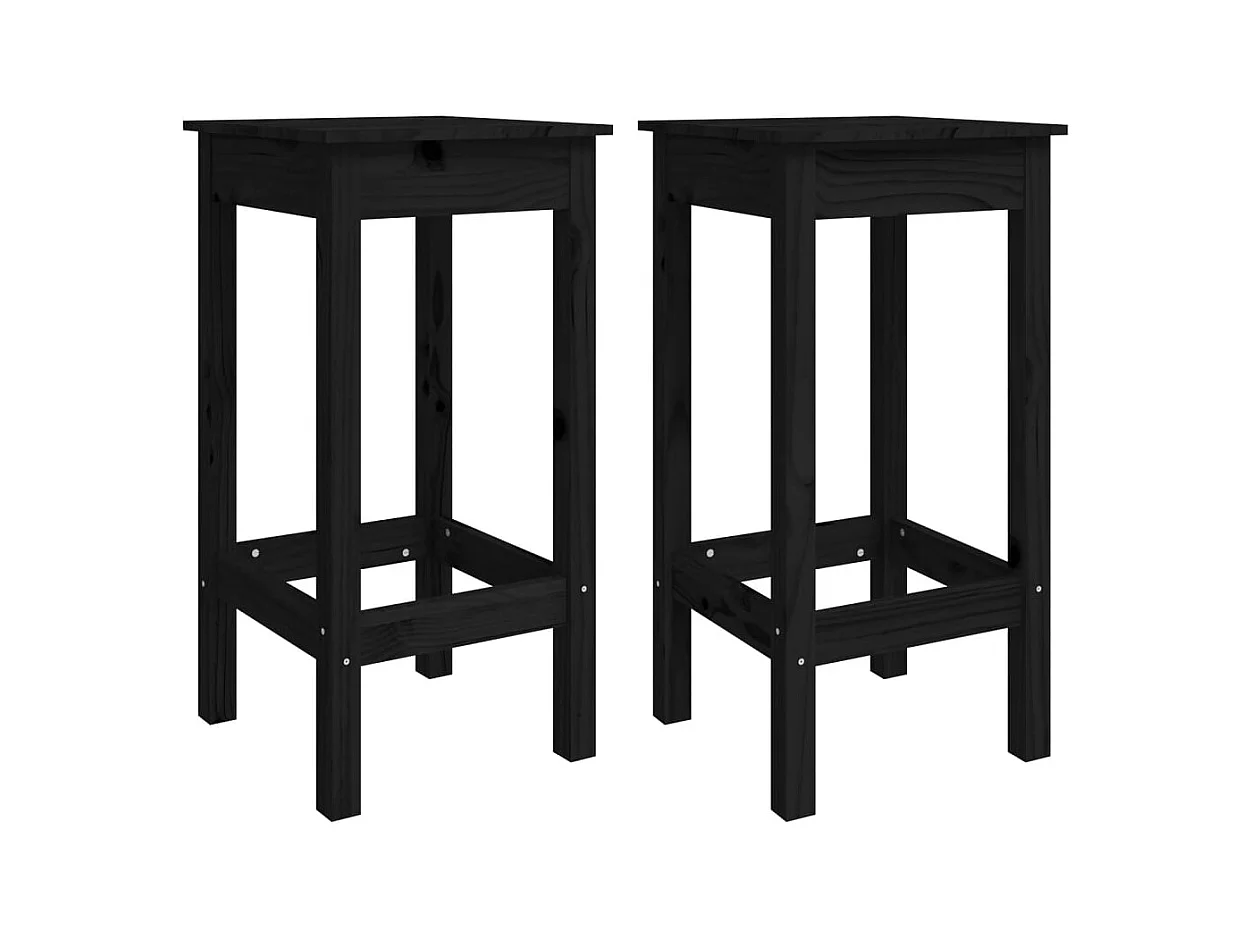 Nysha  Ensemble de bar de jardin 3 pcs noir bois de pin massif