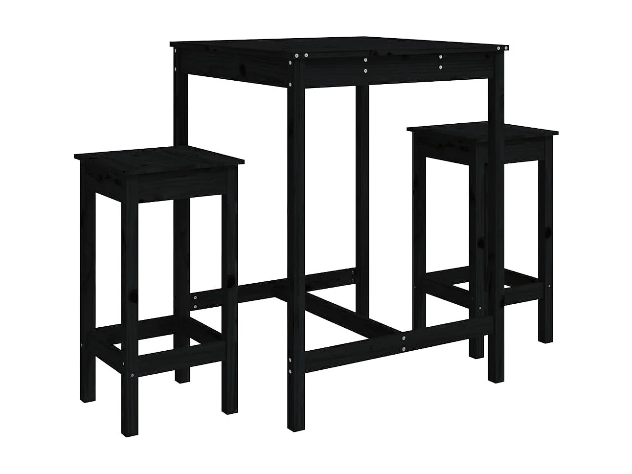 Nysha  Ensemble de bar de jardin 3 pcs noir bois de pin massif