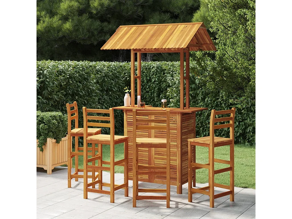 Earl John  Ensemble de bar de jardin 5 pcs Bois d'acacia solide
