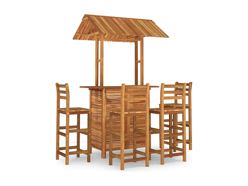 Earl John  Ensemble de bar de jardin 5 pcs Bois d'acacia solide