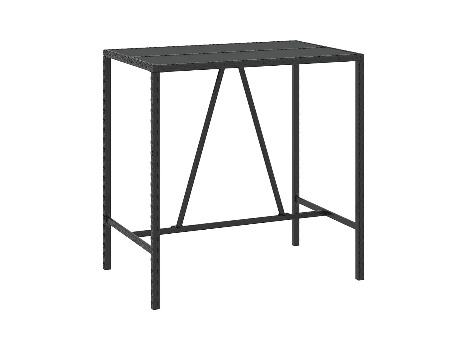 Arcata  Ensemble de bar jardin 5 pcs noir poly rotin/bois massif acacia