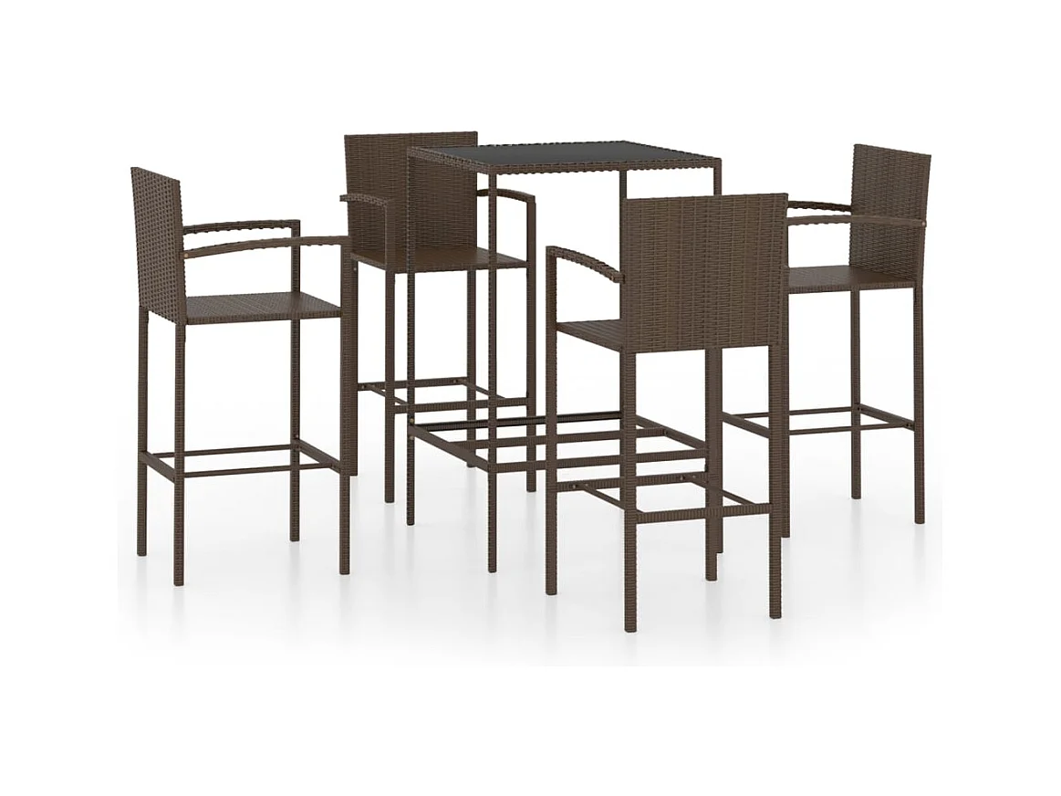 Renzo Giuseppe  5-delige Tuinbarset poly rattan bruin