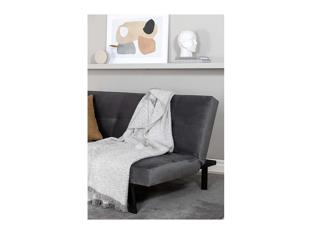 Canapé Convertible en Velours "Bodil" 180cm Gris Foncé