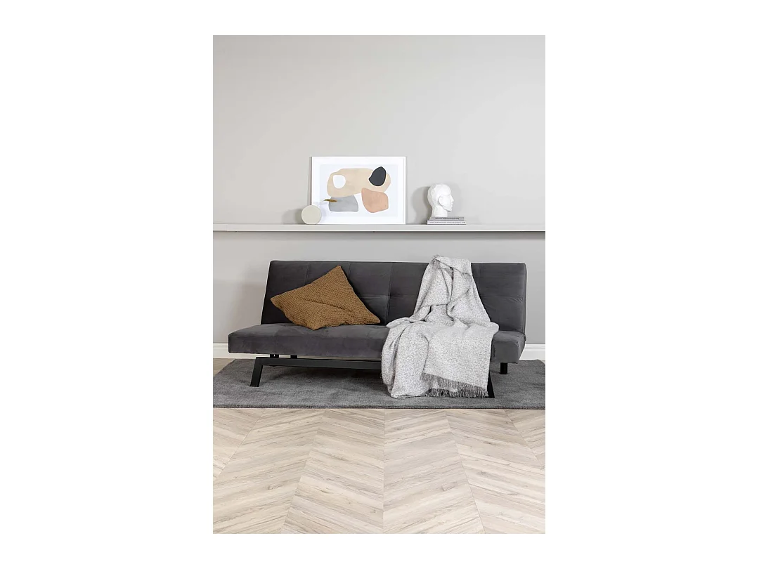 Canapé Convertible en Velours "Bodil" 180cm Gris Foncé