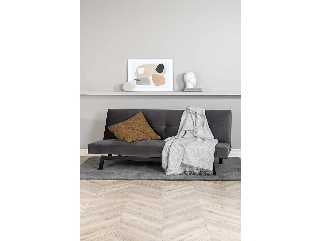 Canapé Convertible en Velours "Bodil" 180cm Gris Foncé