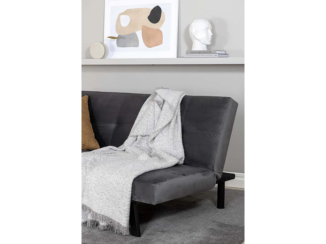 Canapé Convertible en Velours "Bodil" 180cm Gris Foncé