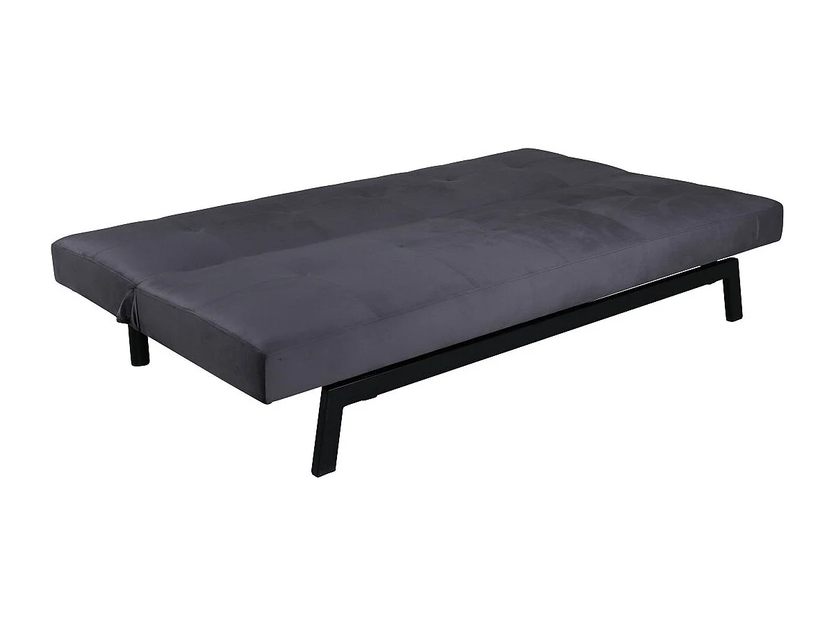 Canapé Convertible en Velours "Bodil" 180cm Gris Foncé