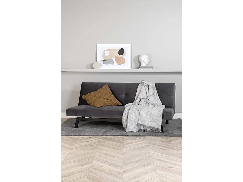 Bodil Schlafsofa Velour dunkelgrau.