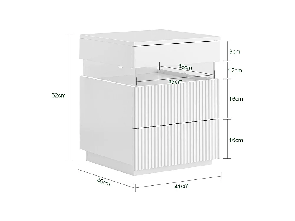 SoBuy Table de Chevet 3 tiroirs en acrylique avec LED blanche