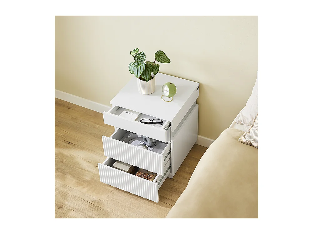 SoBuy Table de Chevet 3 tiroirs en acrylique avec LED blanche