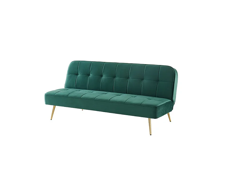 Banquette AROMA en velours vert 3 places convertible