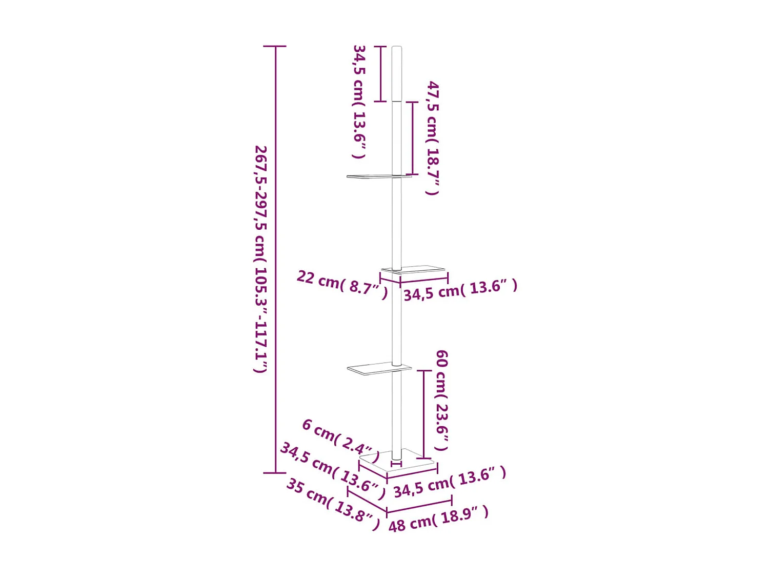 Prolenta Premium -  Arbre à chat du sol au plafond Gris foncé 267,5-297,5 cm
