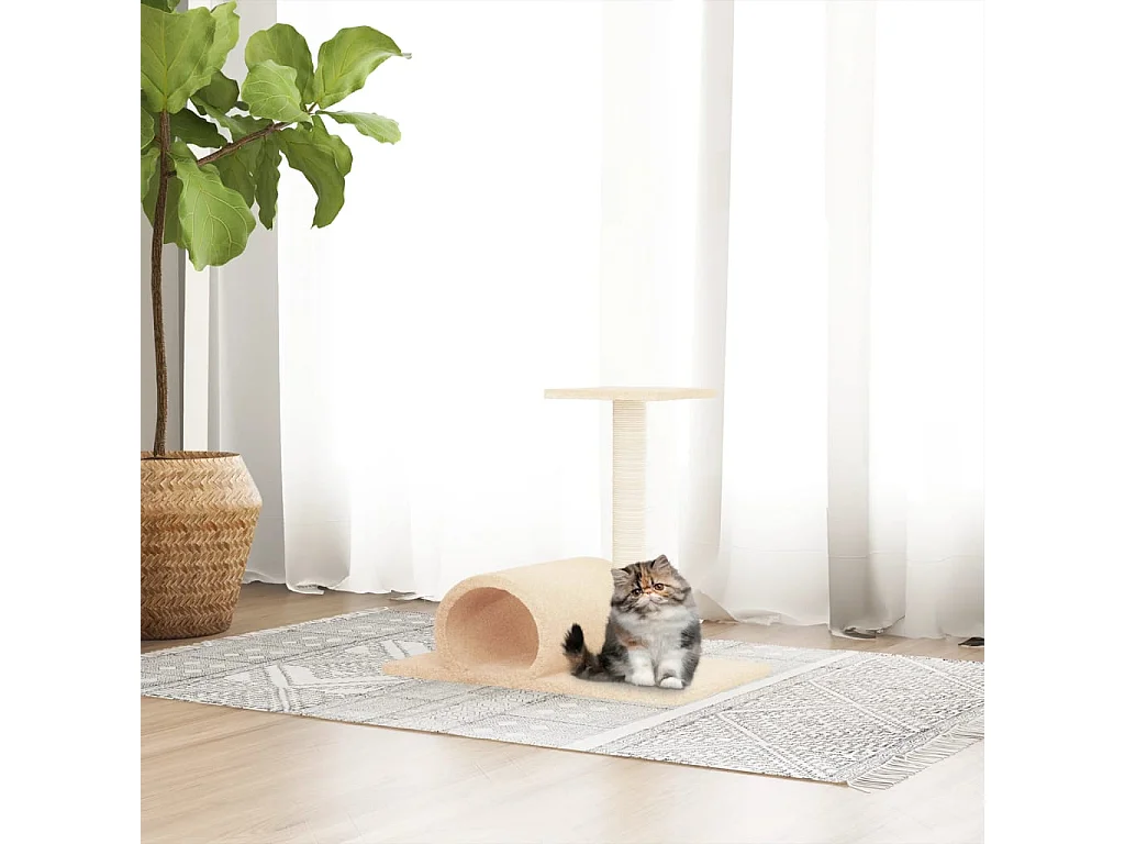 Prolenta Premium -  Arbre à chat avec tunnel Crème 60x34,5x50 cm