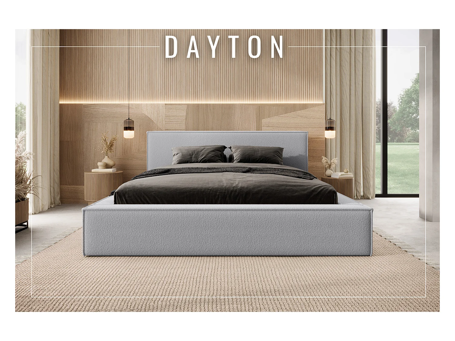 Lit coffre DAYTON 140x200 cm, Gris