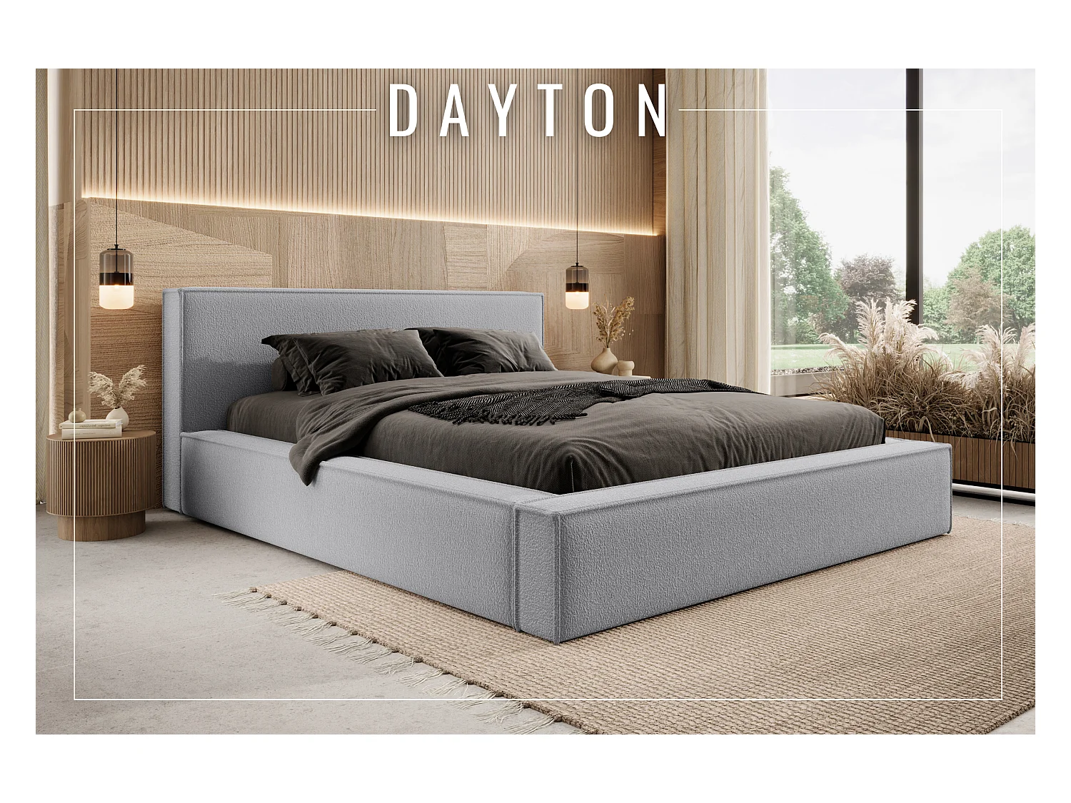 Lit coffre DAYTON 140x200 cm, Gris