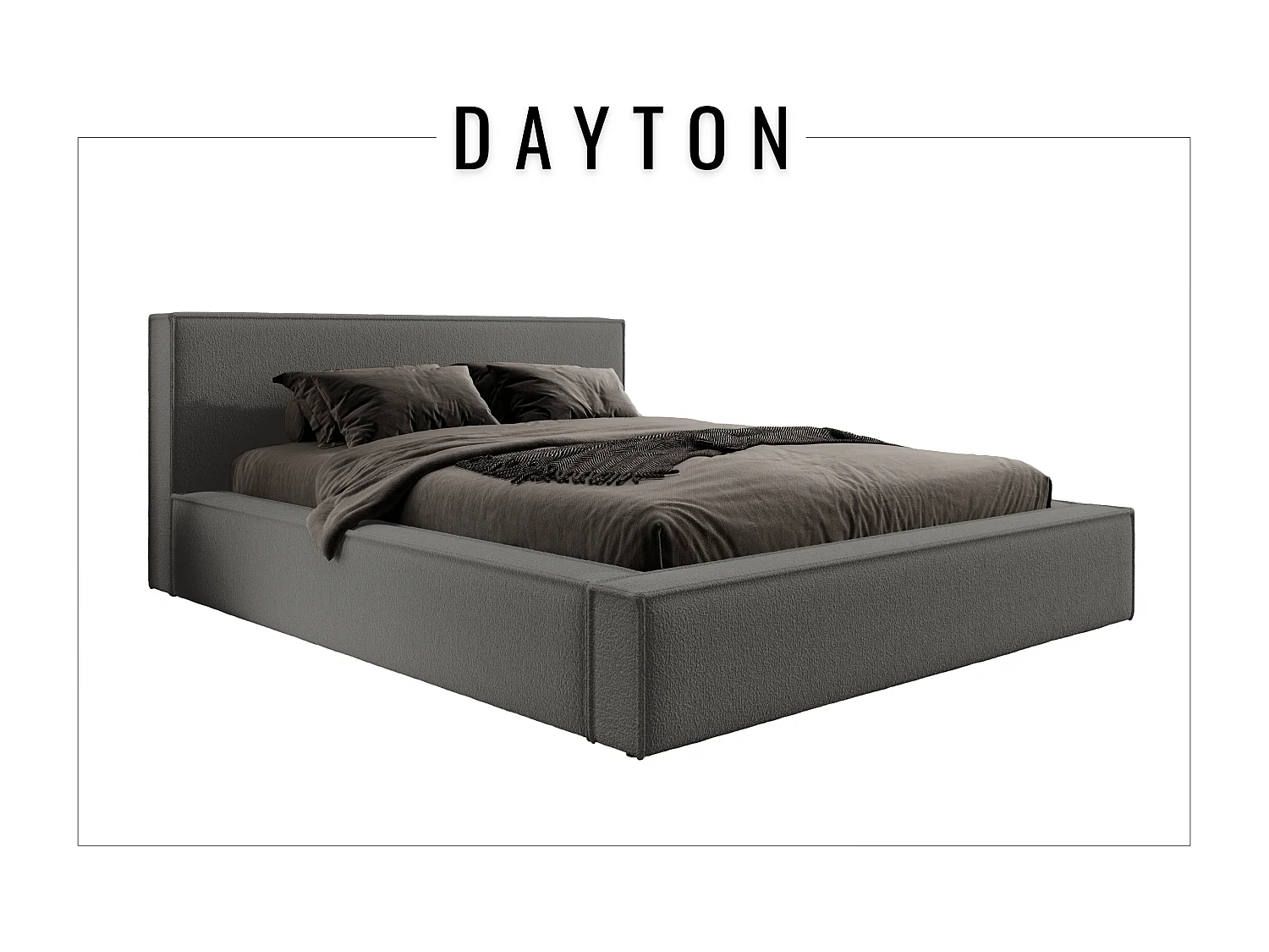 Lit coffre et matelas DAYTON 140x200 cm, Marron/Gris
