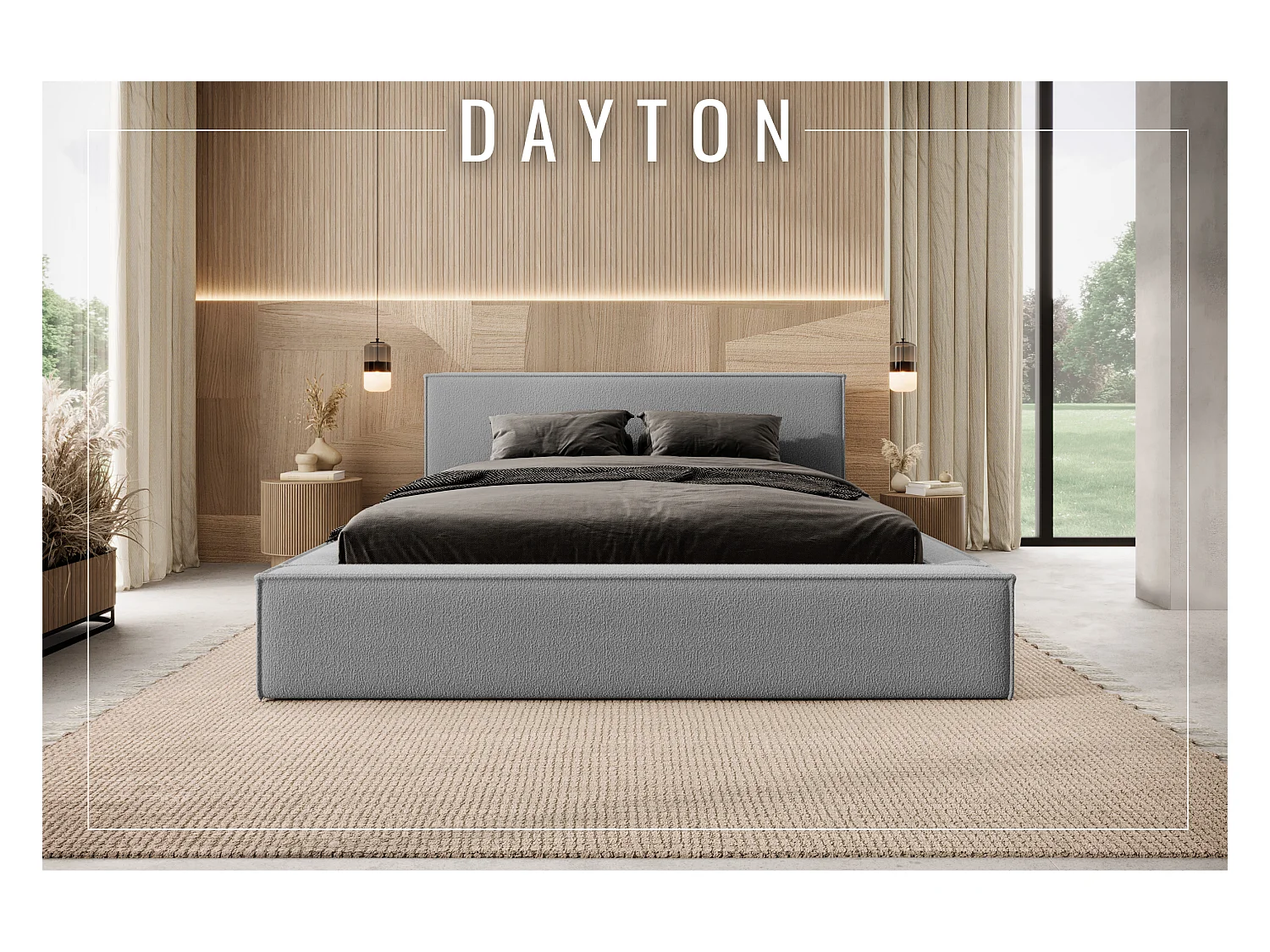 Lit coffre DAYTON 160x200 cm, Gris foncé