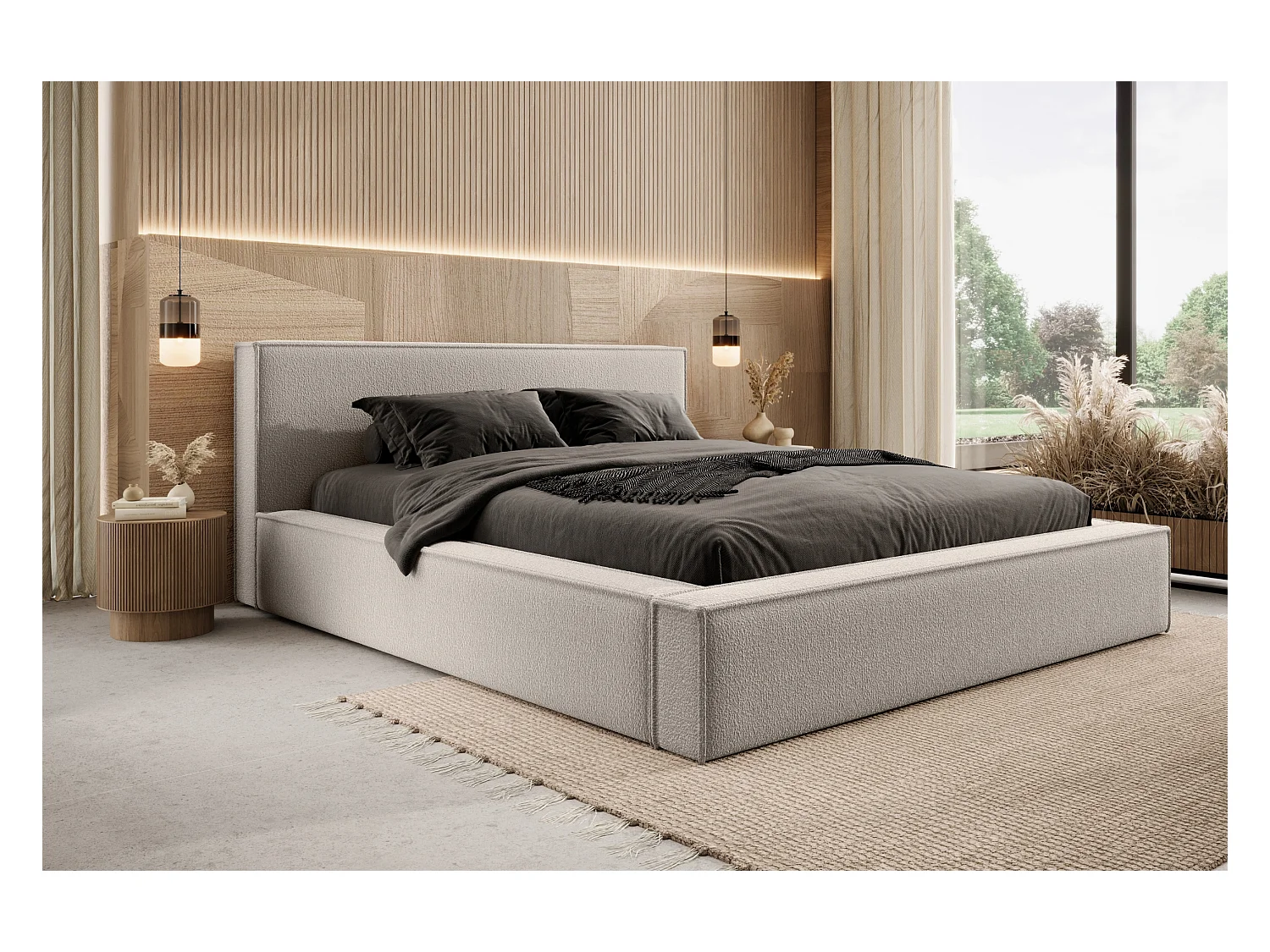 Lit coffre et matelas DAYTON 120x200 cm, Beige