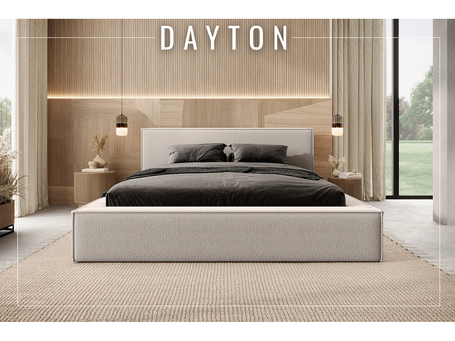 Lit coffre et matelas DAYTON 120x200 cm, Beige
