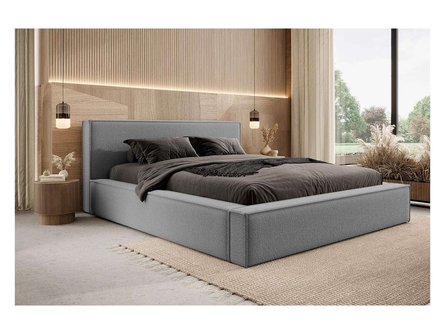 Lit coffre DAYTON 140x200 cm, Gris foncé