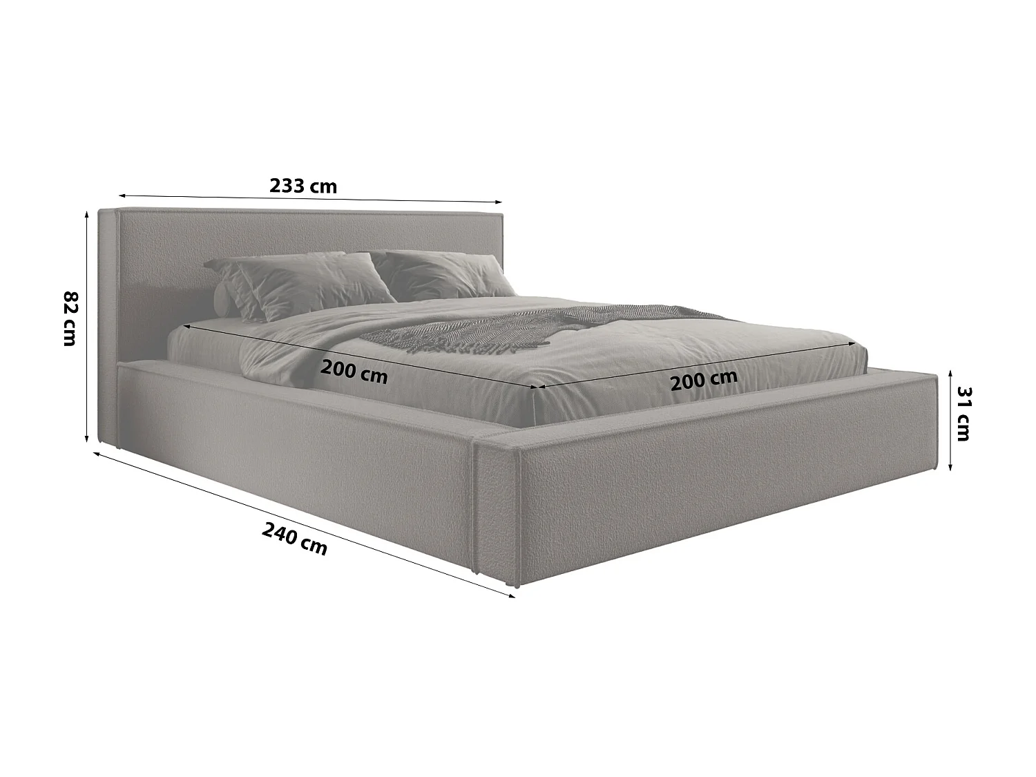 Bed met opbergruimte en matras DAYTON 200x200 cm – Bruin/Grijs