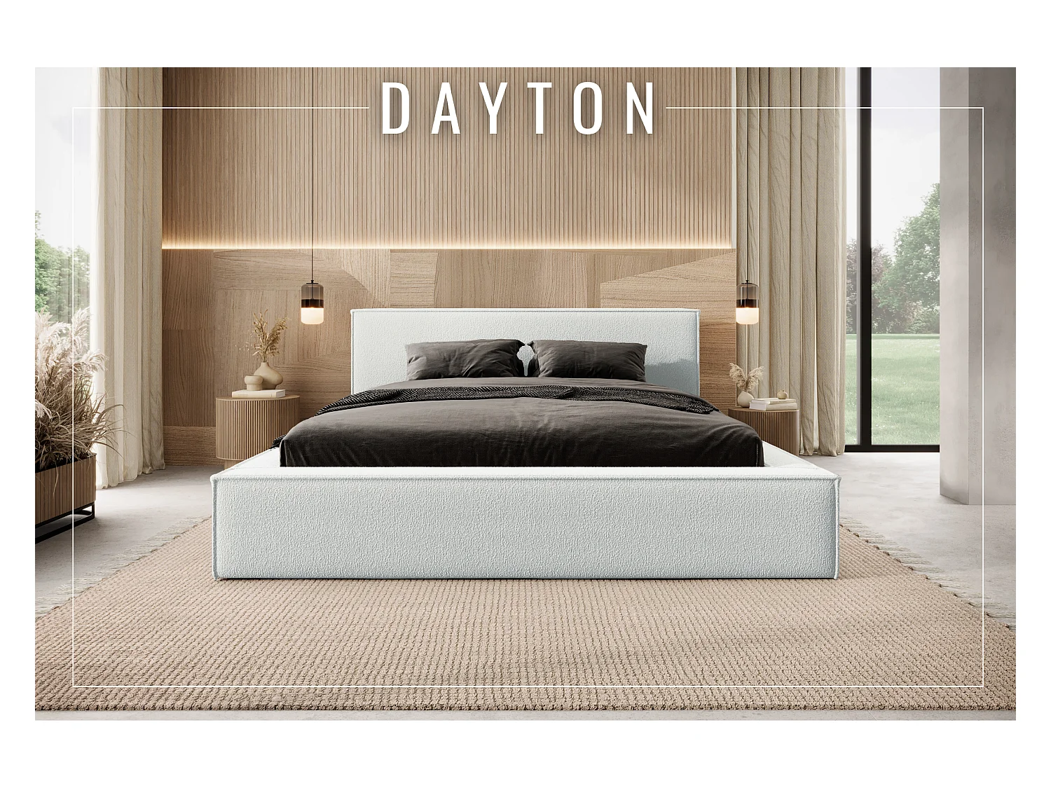 Lit coffre et matelas DAYTON 180x200 cm, Crème