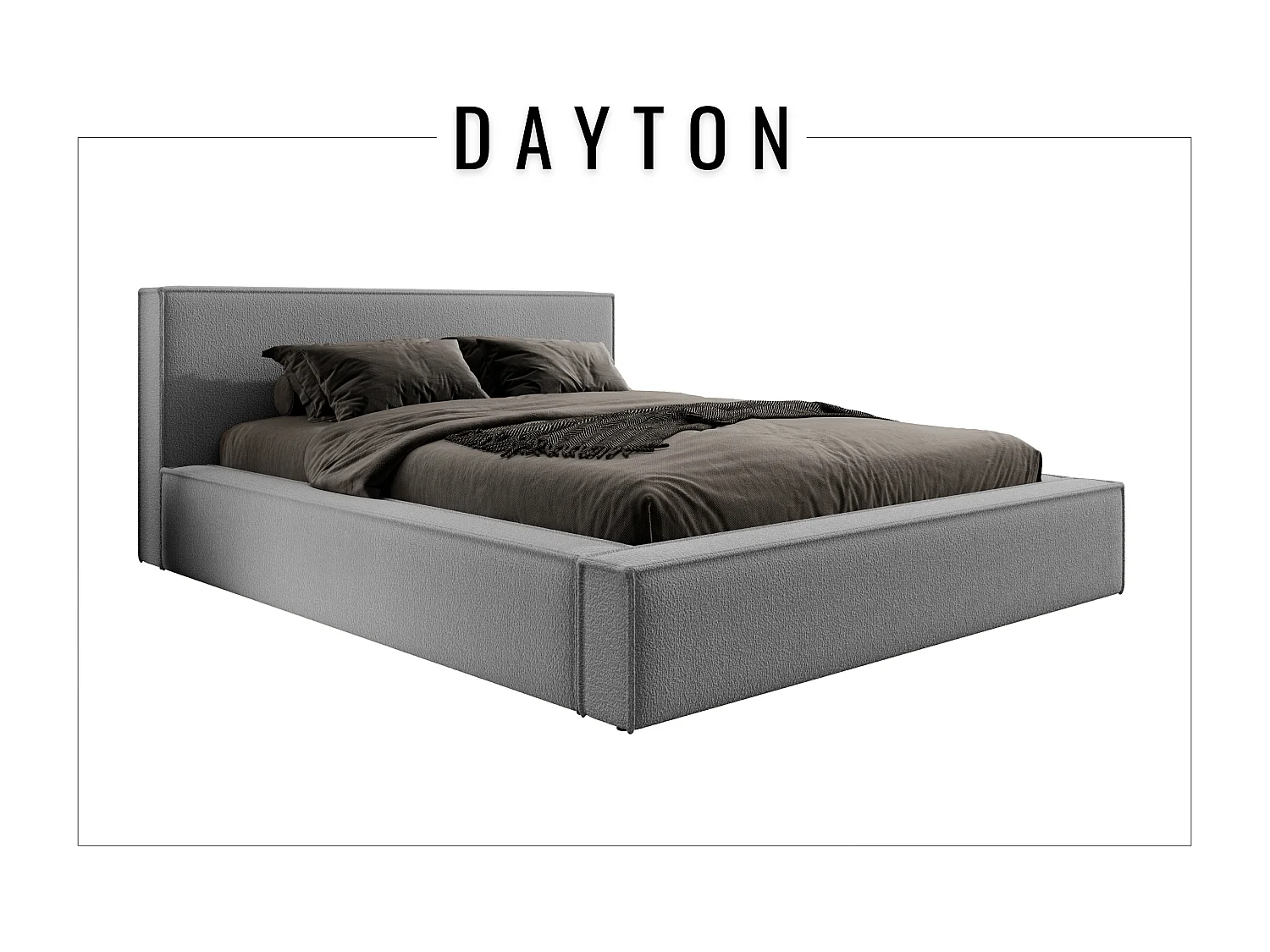 Lit coffre et matelas DAYTON 160x200 cm, Gris foncé