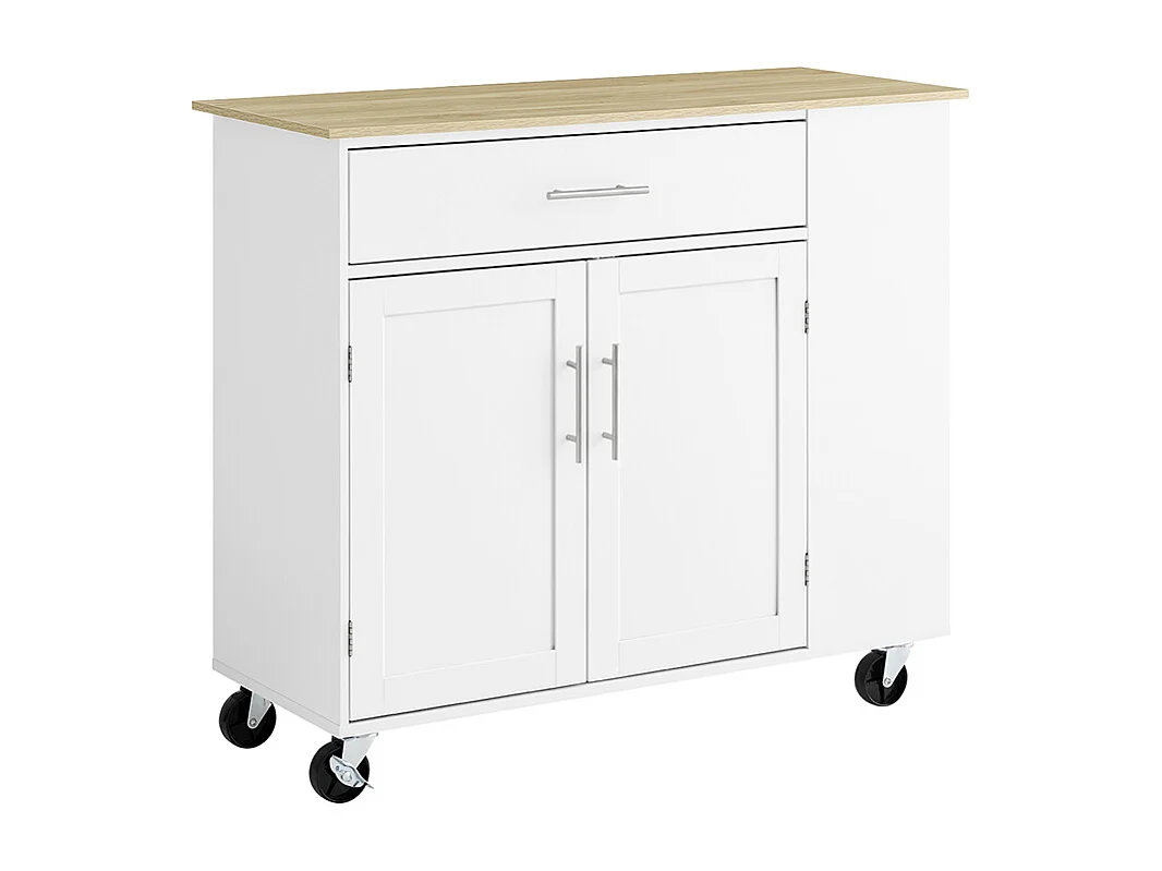 SoBuy Mobilny Wózek Kuchenny z Szufladą i Regulowaną Półką, Biały