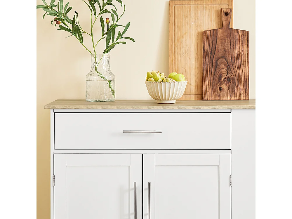 SoBuy Mobilny Wózek Kuchenny z Szufladą i Regulowaną Półką, Biały