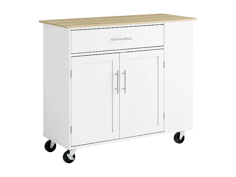 SoBuy Mobilny Wózek Kuchenny z Szufladą i Regulowaną Półką, Biały